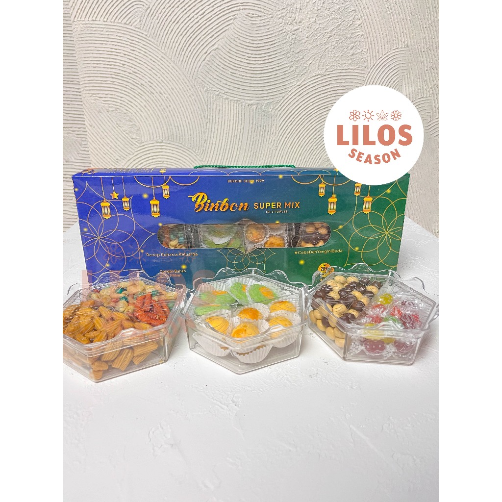 

Paket Kue Kering/Manisan Lebaran BINBON SUPER MIX isi 3 toples