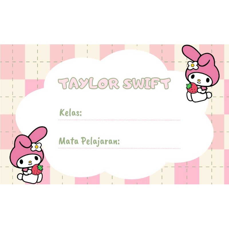 

25PCS STICKER MELODY SANRIO NAMA BUKU PELAJARAN | LABEL NAMA BUKU PELAJARAN | LABEL STICKER KUROMI, CINNAMONROLL, MELODY SANRIO
