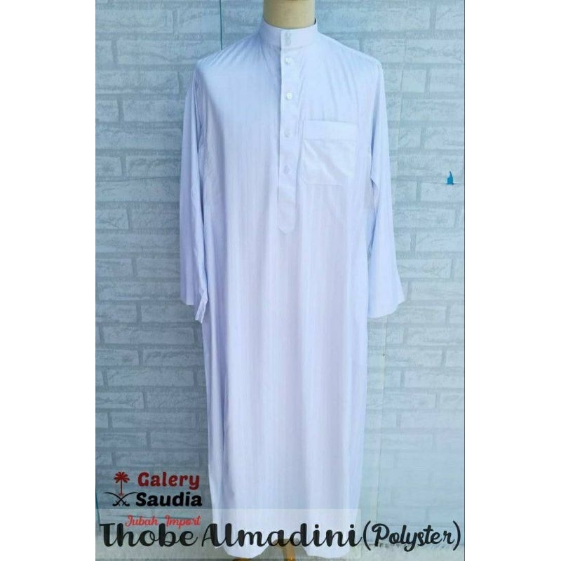 Jubah Thobe Almadini Putih Salur