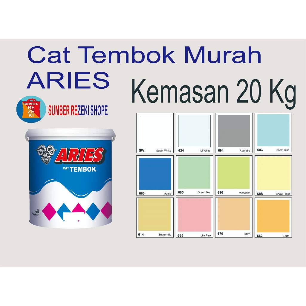 CAT TEMBOK "ARIES"  20KG CAT MURAH & EKONOMIS | CAT DINDING, PLAFONT, GRC | CAT MURAH | CAT EKONOMIS