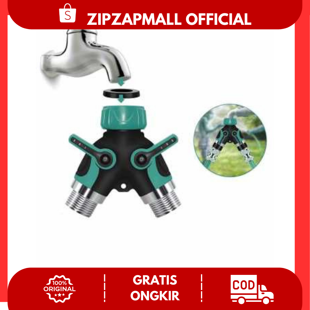 Selang Keran Air 3/4 Irigasi Taman Cabang 2 / Kran Keran Air Cabang Bentuk Y / Aerator Splitter Kone