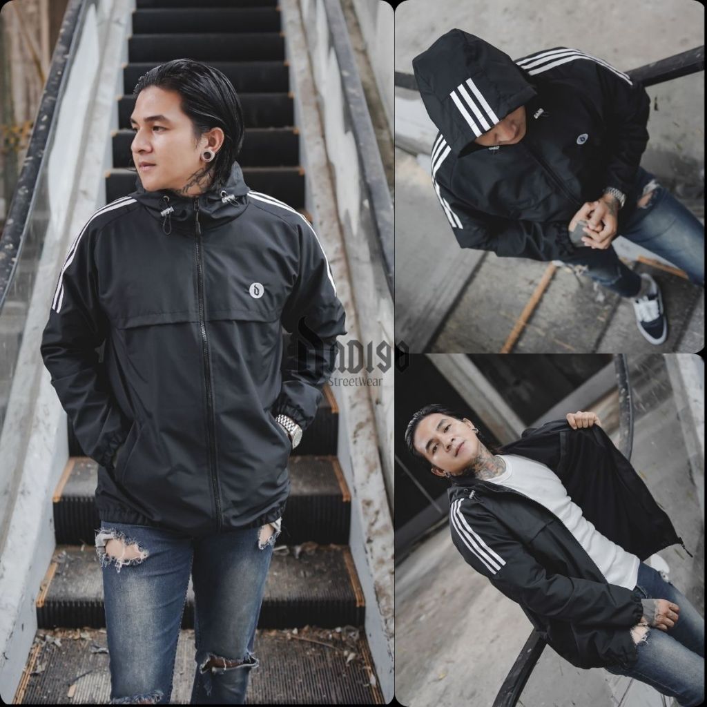 INDIGO Jaket Running Parasut Pria Motif List Original Indigo