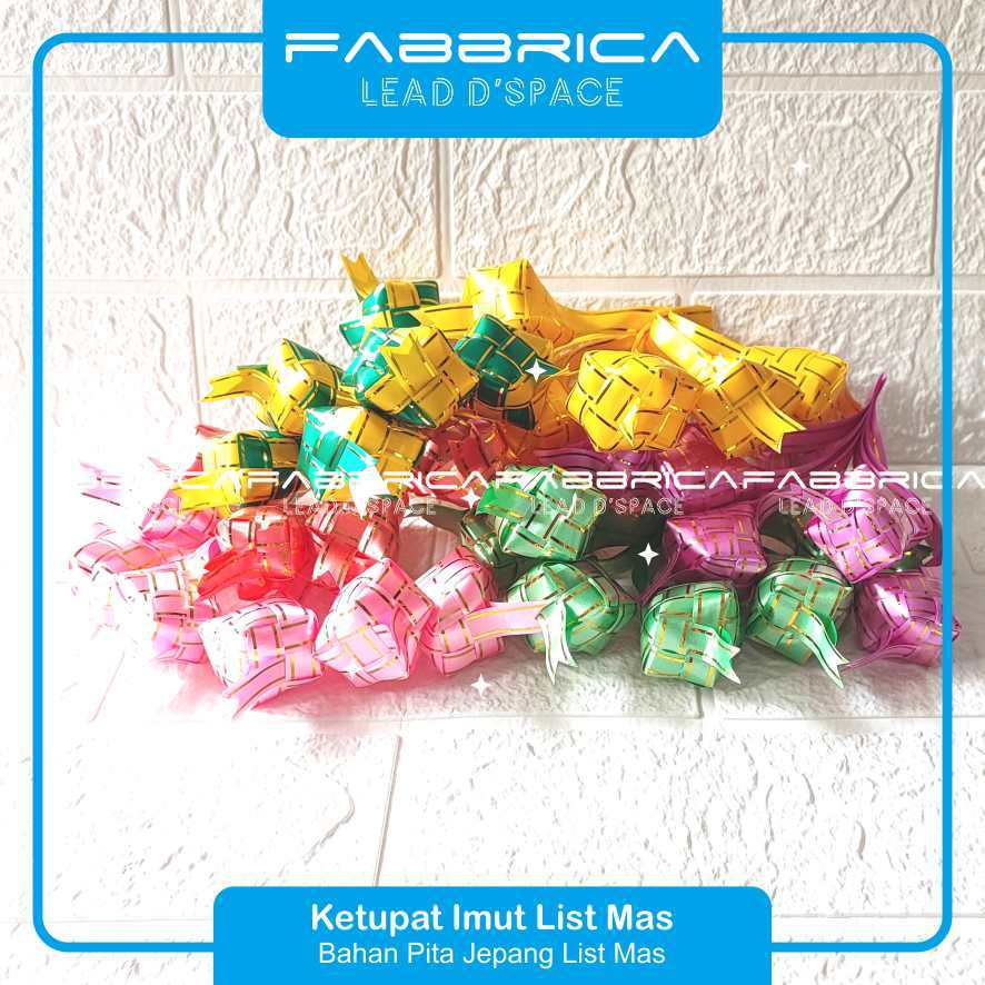 

Fabbrica - Ketupat Mini Imut List Mas Hiasan Lebaran Gantungan Pita Hamper Parcel Idul Fitri ukuran kecil isi 12 pcs