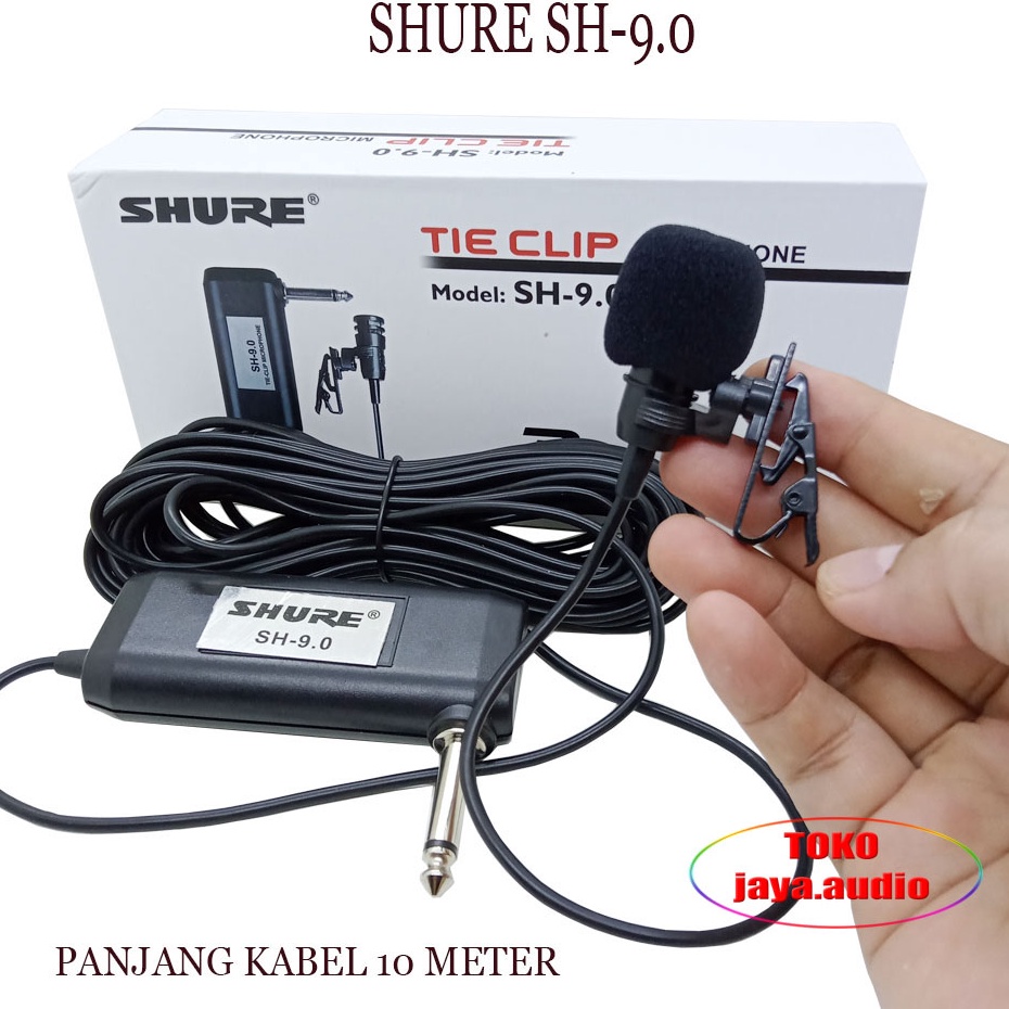FH Mik Imam Masjid SHURE SH9 Microfon Kabel Mic Clip OnJepit Panjang Kabel 1 Meter Mik Shure