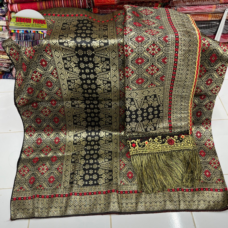 Songket Palembang Mesin Motif Rakkam Warna Hitam