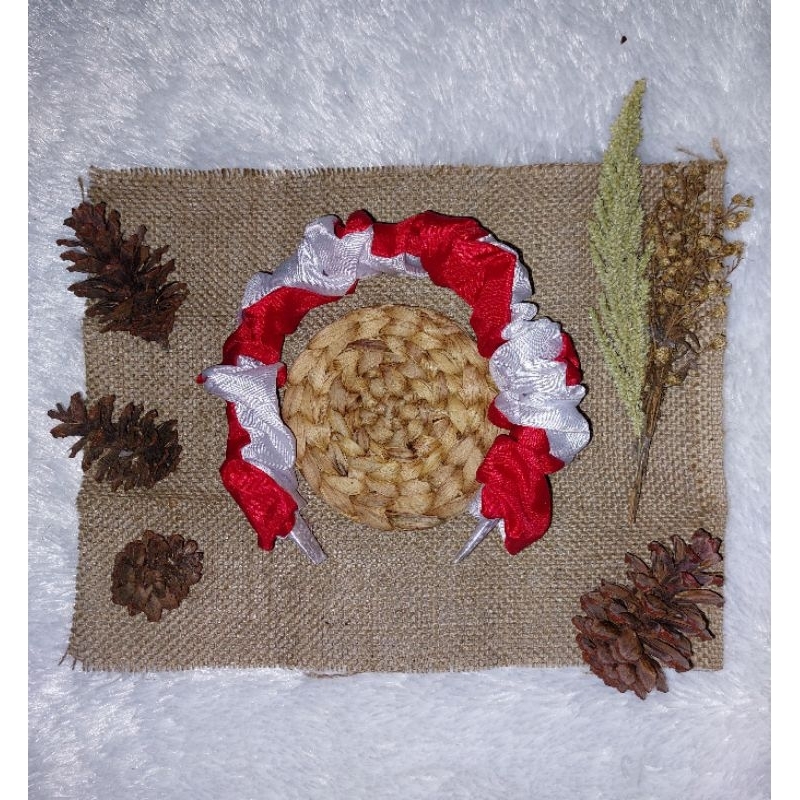 bandana scrunchie merah putih, bondu nagita slavina, bandana merah putih, bendera merah putih, ikat 