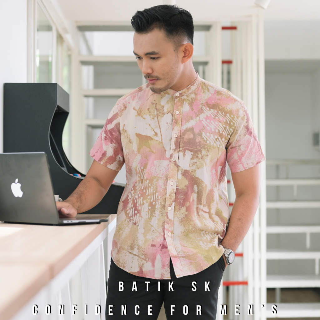 KOKO BATIK ABSTRAK PINK HJ non furing semi slim fit