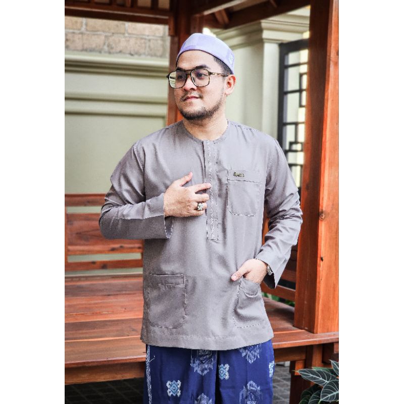 Baju koko abi zidna katun oblong/abi zidna bordir kerah oblong