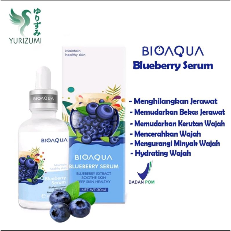 BPOM Serum Glowing Pemutihwajah Bioaqua Blueberry Wonder Essence Serum Pemutih Wajah Anti Penuaan Di