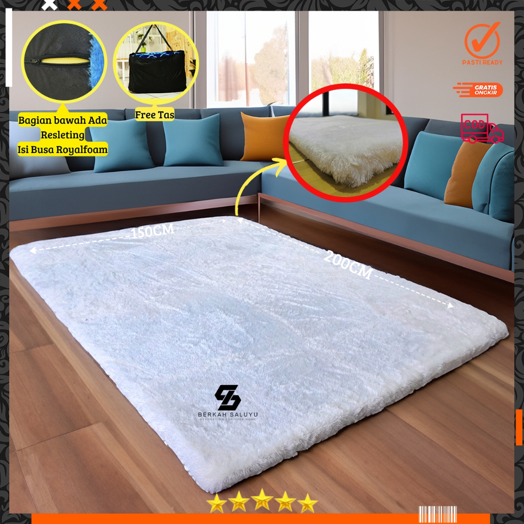 TERLARIS Berkah Saluyu Karpet bulu Rasfur Uk Panjang 2 meter Lebar 1.5 meter Tebal 2,5cm karpet