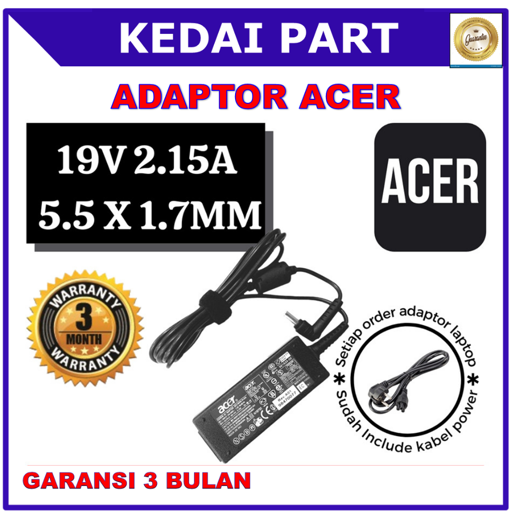 ADAPTOR CHARGER ACER ONE V5-131, V5-132, V5-132P, V5-171 ORI
