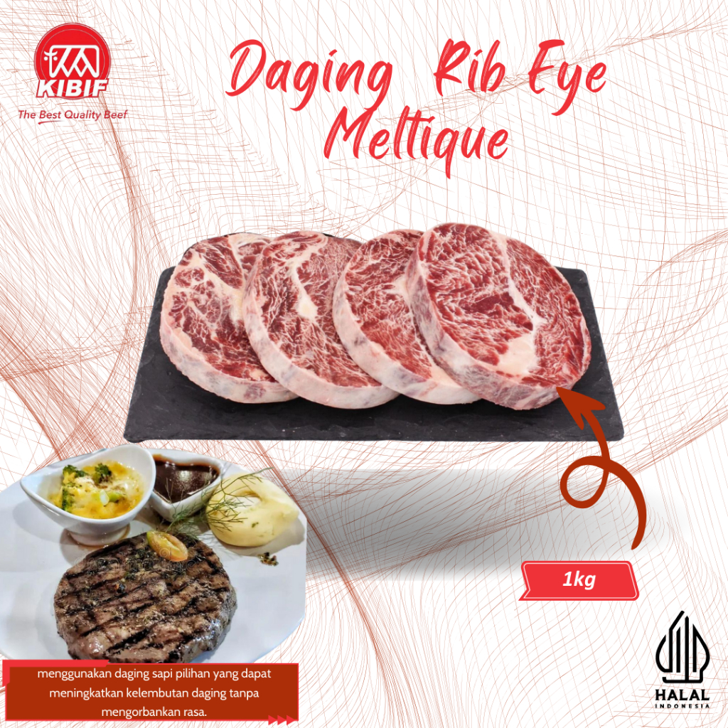 

Daging Rib Eye Meltique Porsi 1kg