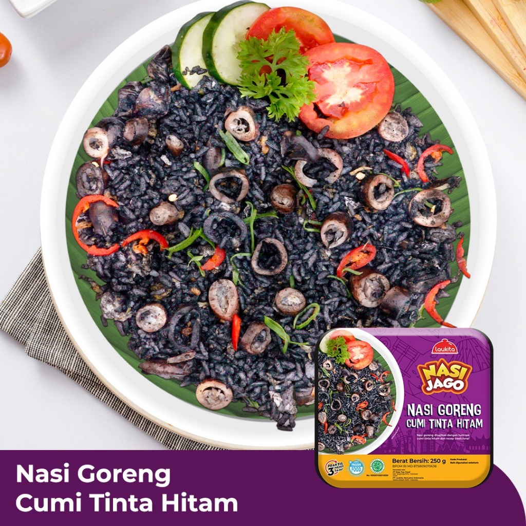 

Laukita Nasi Goreng Cumi Tinta Hitam Siap Saji Frozen Food Praktis Halal 250gr