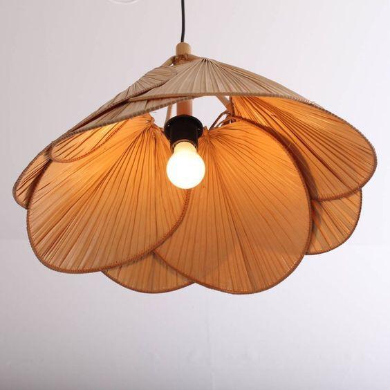 Kap lampu gantung palem dekorasi rustic