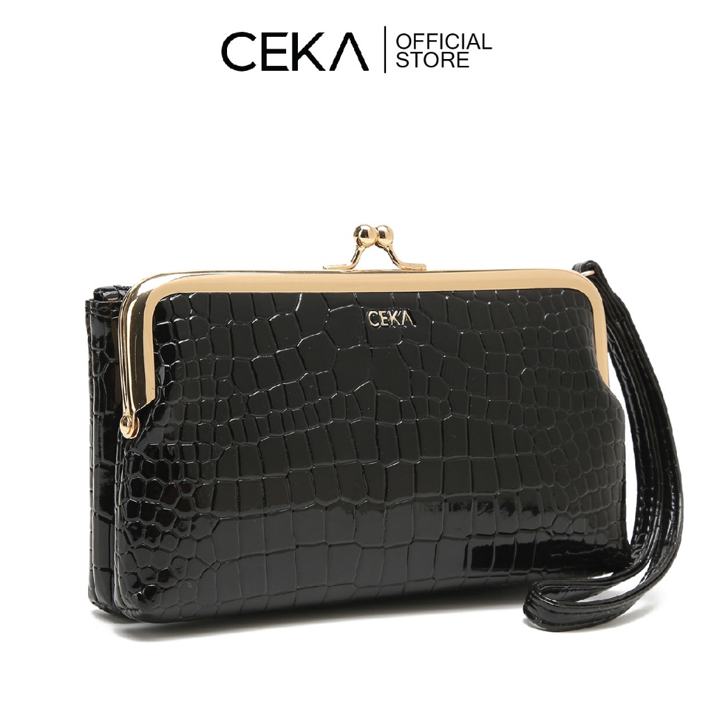 DISKON CEKA DOMPET PANJANG WANITA TAS CLUTCH WANITA IMPORT BRANDED ORIGINAL TERBARU KULIT CROCO -