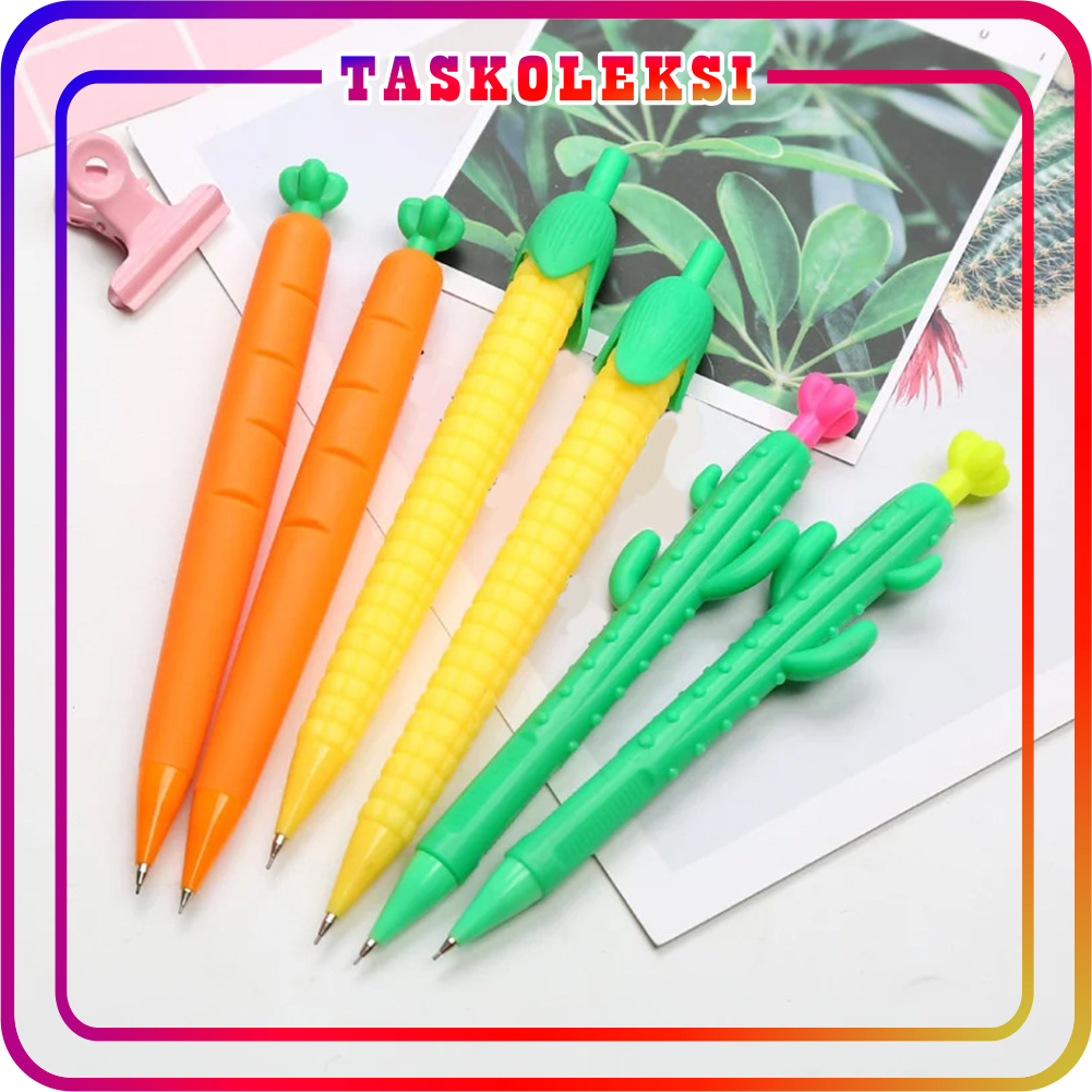 

☛TK☚ PENSIL MEKANIK BENTUK SAYURAN JAGUNG WORTEL KAKTUS LUCU PENSIL CETEK UNIK KUALITAS IMPORT S119