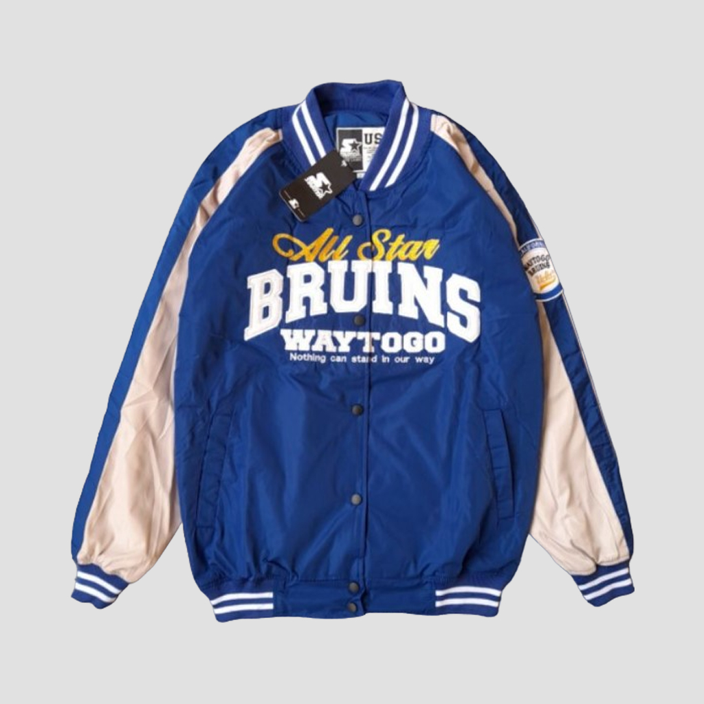 Zylion - Jaket Basket UCLA BRUINS Varsity Bomber Pria Wanita Warna Kombinasi Keren Terbaru Kekinian