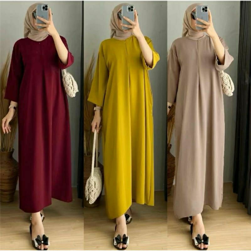 Dress Aurel Crinkle / Gamis Busui Crinkle / Gamis Polos Crinkle / Gamis Lebaran Polos / Dress muslim
