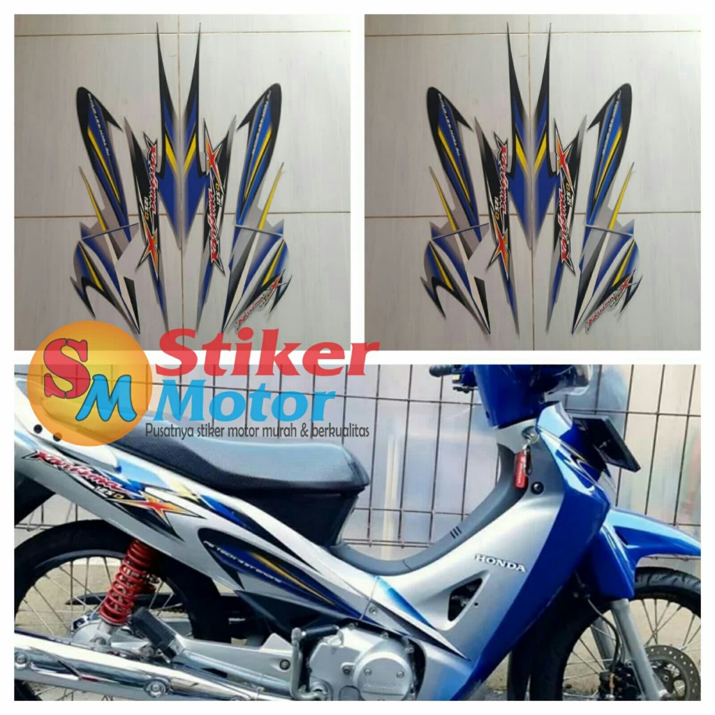 STRIPING STICKER LIS LES POLET BODY MOTOR KARISMA X 125D 2006 SILVER-BIRU