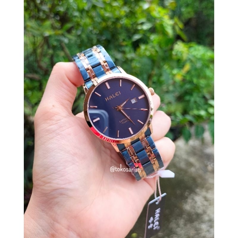 Jam Tangan HALEI 593M Original Bergaransi Jam Rantai Water Resist Untuk Pria
