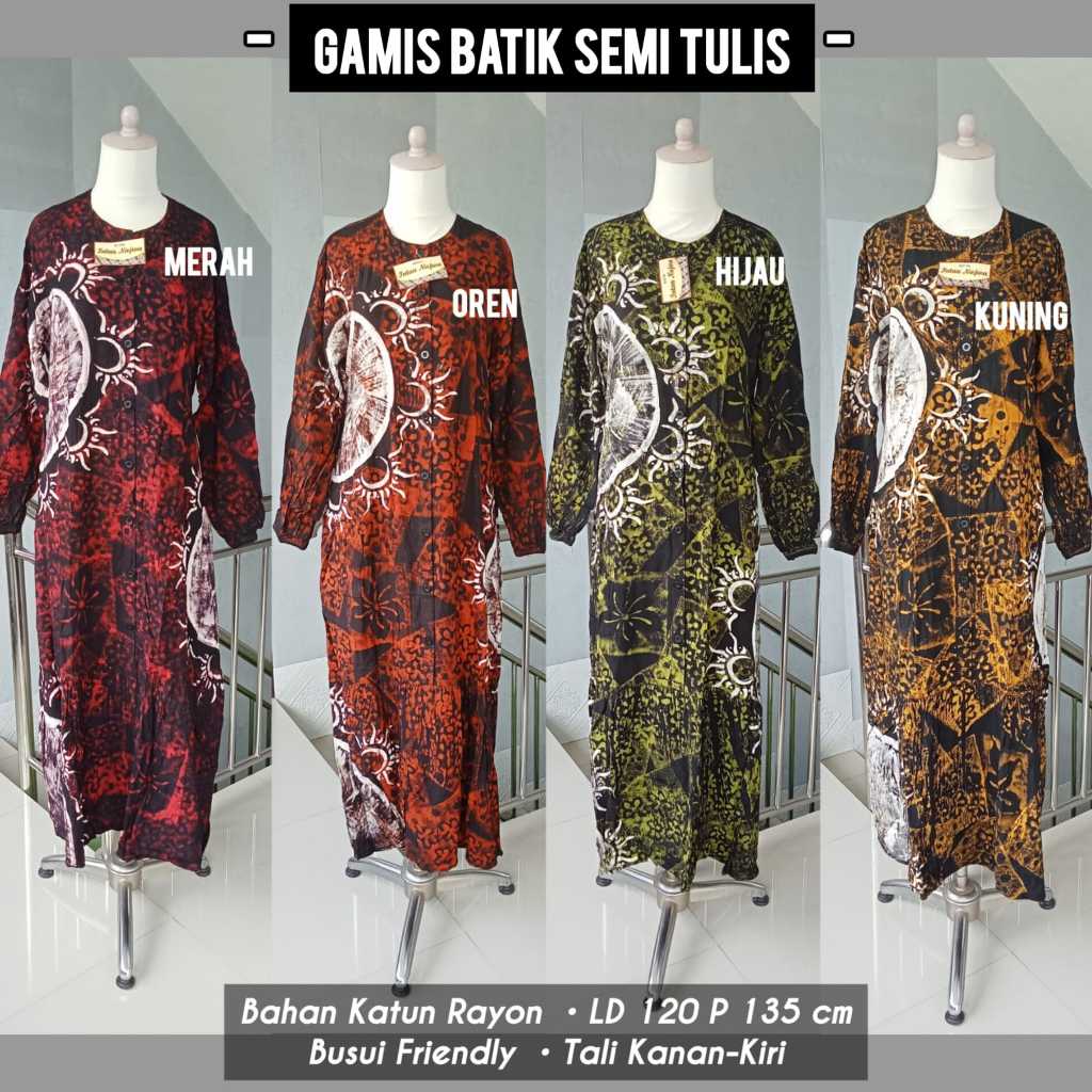 Gamis/Longdress Batik Semi Tulis Warna