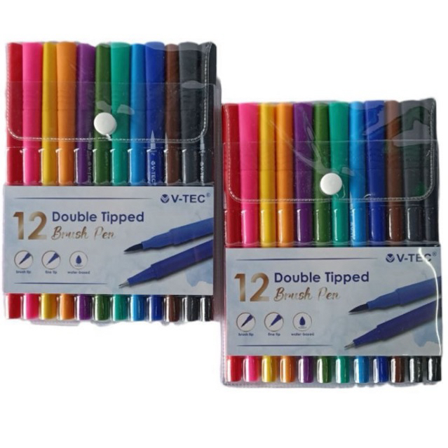 

Color Brush Pen 2sisi/Double tipped 12 warna Vtec