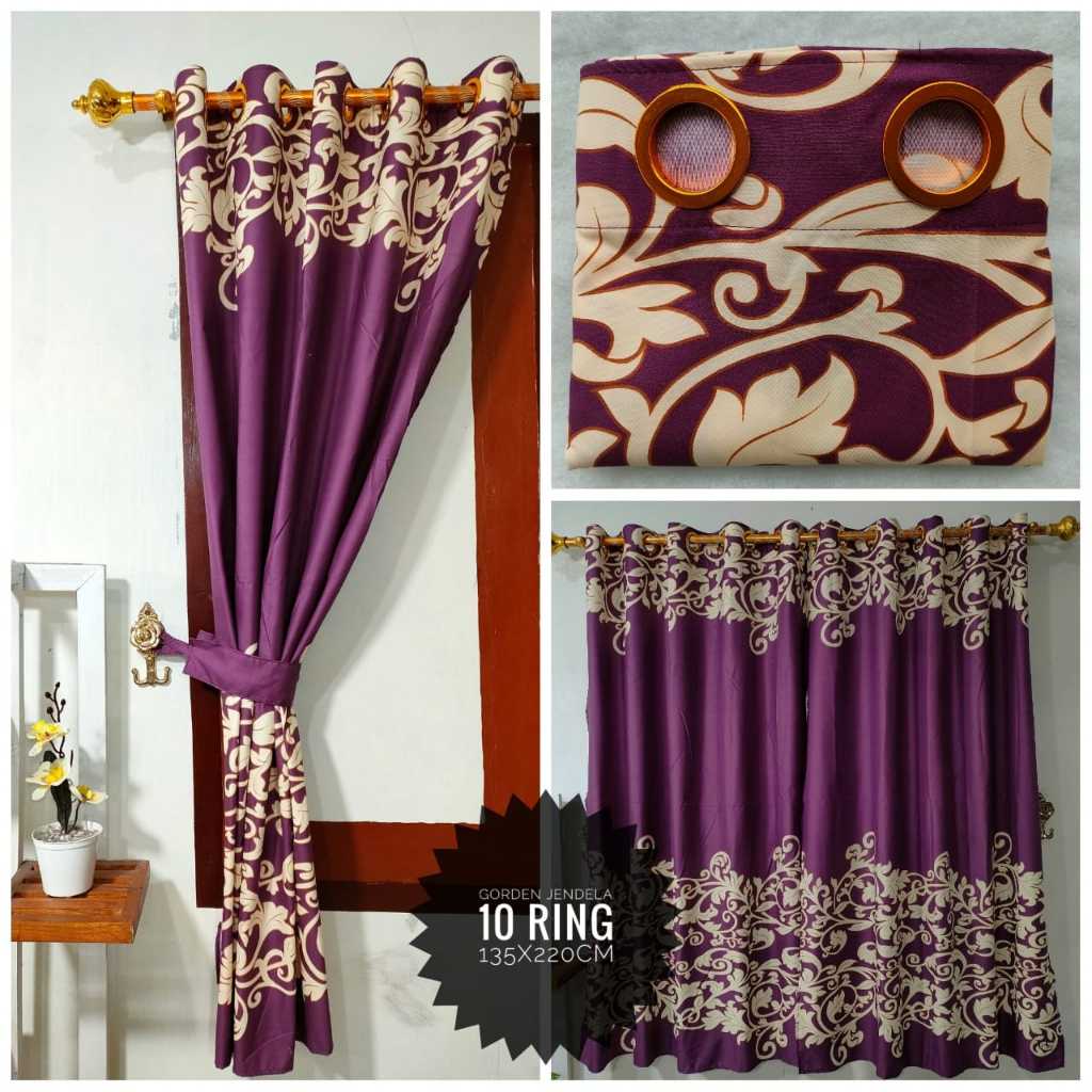 Mikail Shop Solo Gorden Jendela Pendek Motif Batik Smokering 10 Ring 5 Gelombang Ukuran 115x150