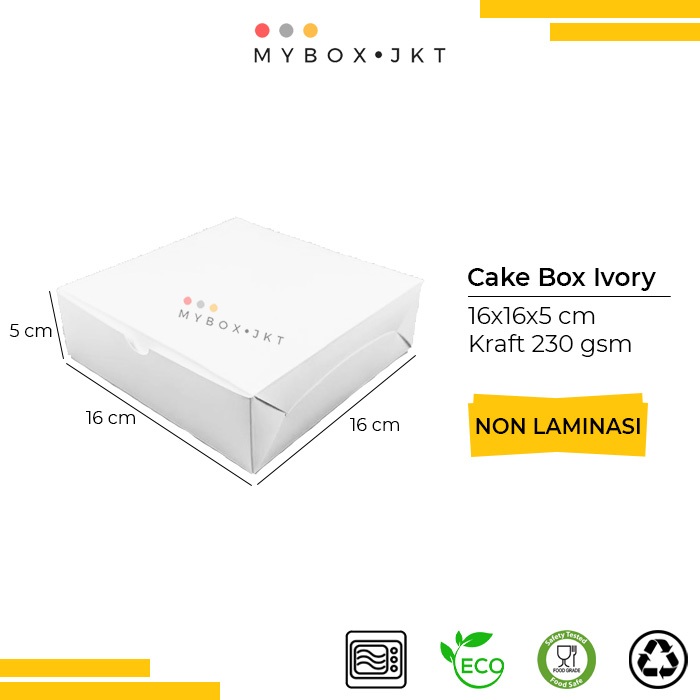 Box Dus Kotak Kue Pizza Nasi 16x16x5 IVORY PUTIH