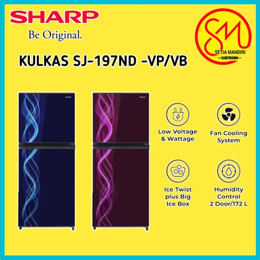 SHARP KULKAS 2 PINTU 172 LITER SJ-197ND VP/VB