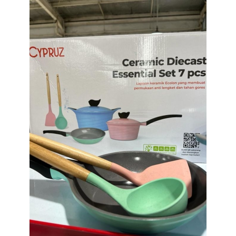 CYPRUZ pan panci set ceramic diecast essential set 7pcs