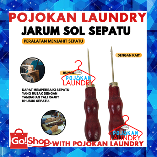Jarum Sol Sepatu/Alat Pembolong Sepatu Gagang Kayu/Alat Tusuk/Alat Pembolong/Alat Runcing