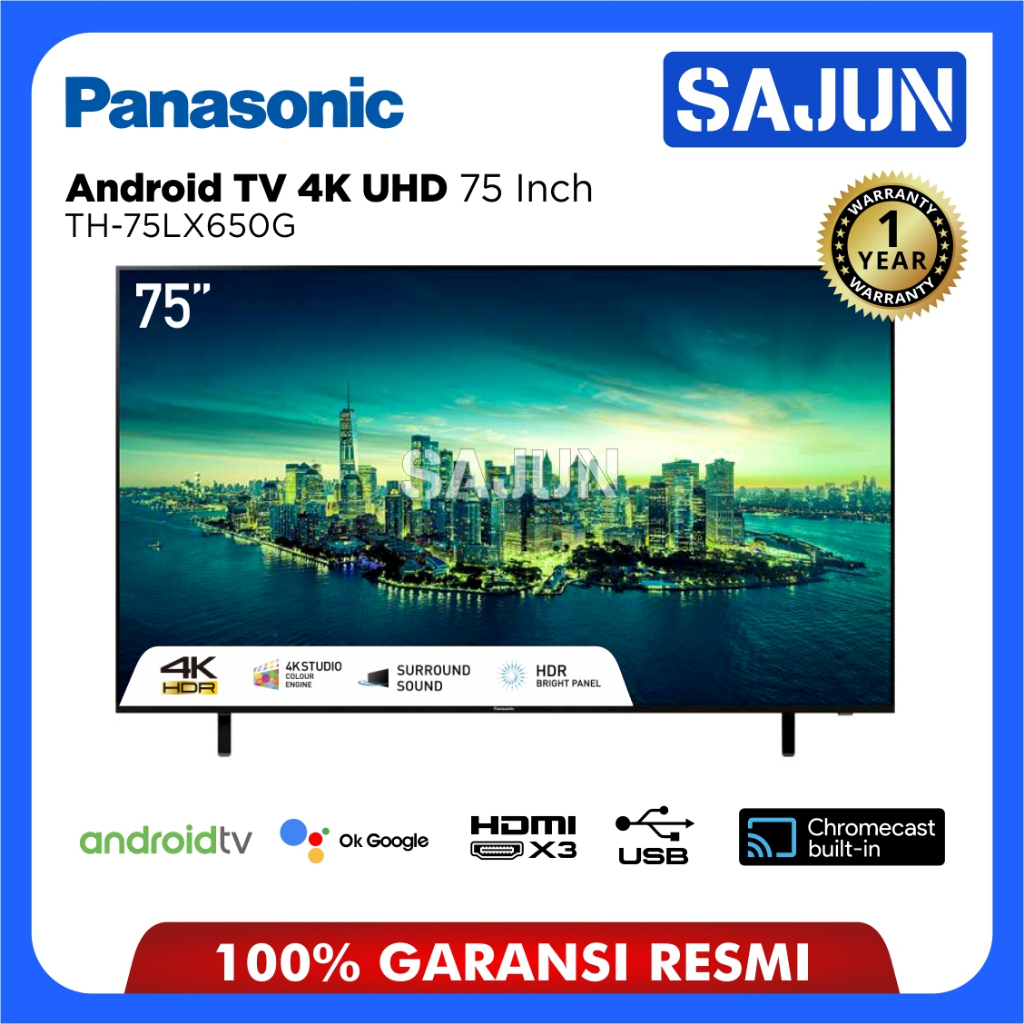 Panasonic TV Android 75 Inch TH-75LX650G Smart TV LED 4K HDR Digital