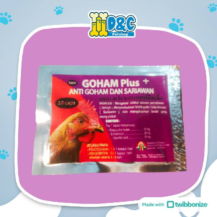 GOHAM PLUS 10 KAPSUL - PIL ANTI GOHAM & SARIAWAN PADA AYAM