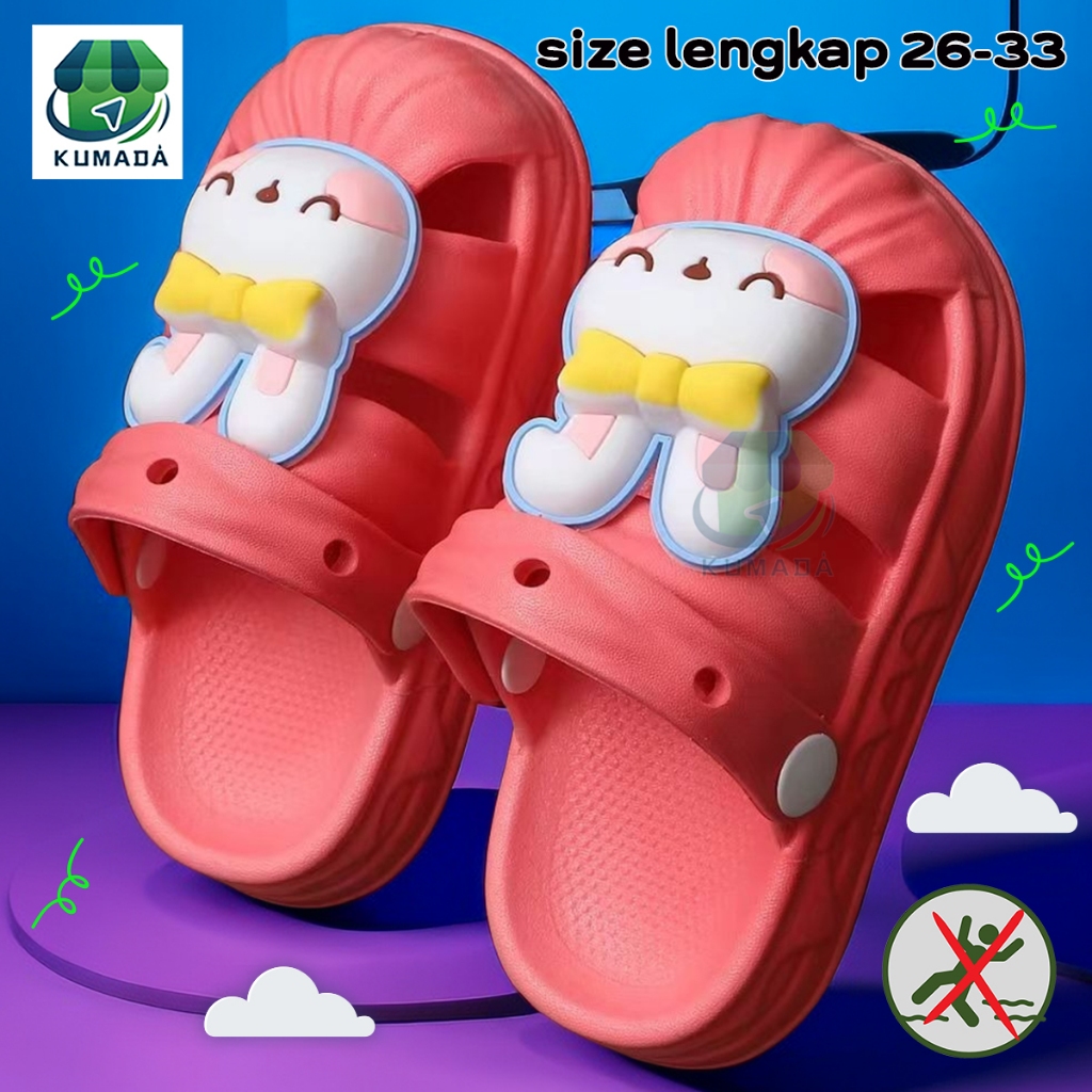 SANDAL KARET ANAK ANTI SLIP BUNNY IMPORT/SANDAL IMPORT CHINA KELINCI ANAK CEWEK