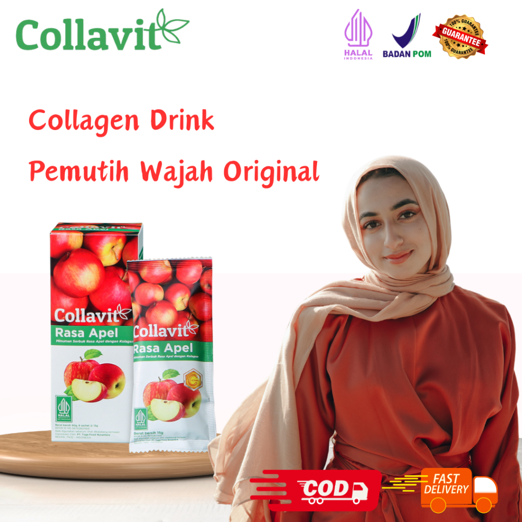 Collavit Minuman Collagen Drink Pemutih Wajah - Minuman Serbuk Kolagen Pemutih Wajah Original