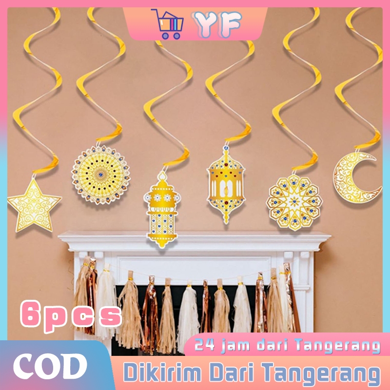6Pcs Ornamen Idul Fitri Islami Hiasan Ramadhan Gantung Ornamen Gantung Ramadhan