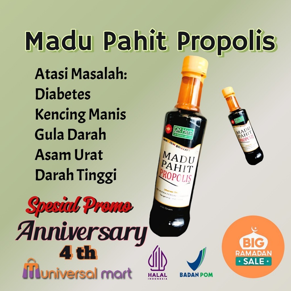 

Madu Hitam Pahit Propolis Premium Quality 450gram