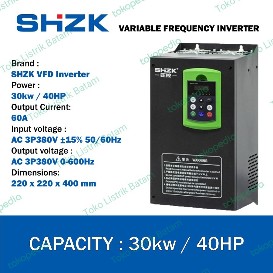 Inverter SHZK 30KW 380V 3Phase 3P 40HP VFD Variable Frequency Drive