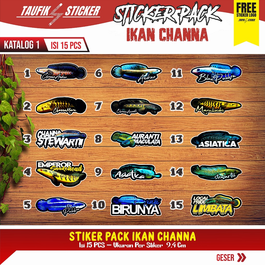 

STIKER IKAN CHANNA ANTI AIR #DESAIN 1