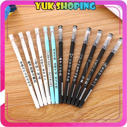 

✧YUKSHOPING✧ Pulpen Aksen Japanses Alat Tulis Kerja Pen Tinta Gel Mekanik Ujung Lancip Pena Gel 0.5mm Bolpoin Warna Hitam S116