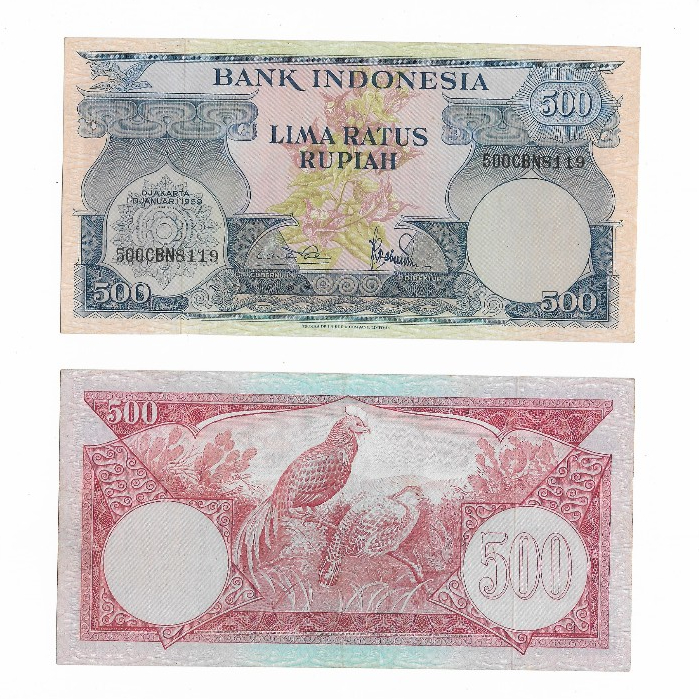 Uang kuno Indonesia 500 Rupiah 1959 Seri Bunga