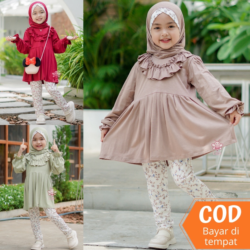 Ayana Oneset baju muslim anak premium bahan rayon warna sage milo dan maroon l little bee boutique l Baju Muslim Anak perempuan 1 tahun, 2 tahun, 3 tahun | setelan muslim anak perempuan 3 tahun | gamis set hijab anak sage milo maroon l outfit anak muslim