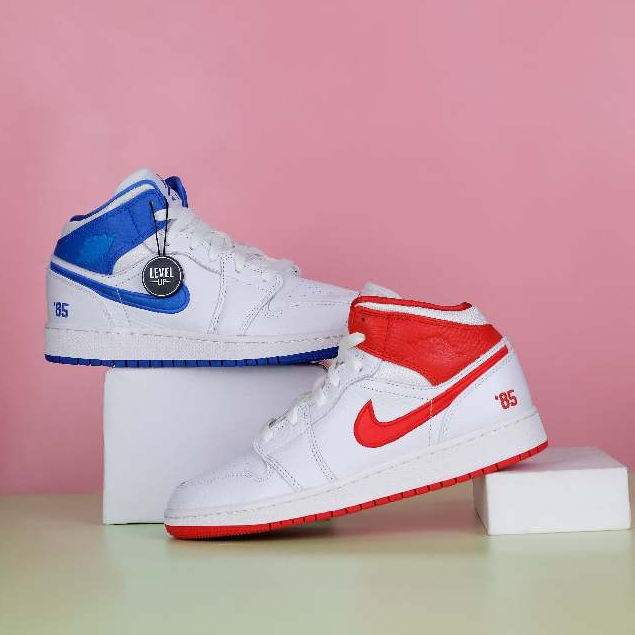 Air Jordan 1 Mid 85 Mismatch Blue Red 100% Original