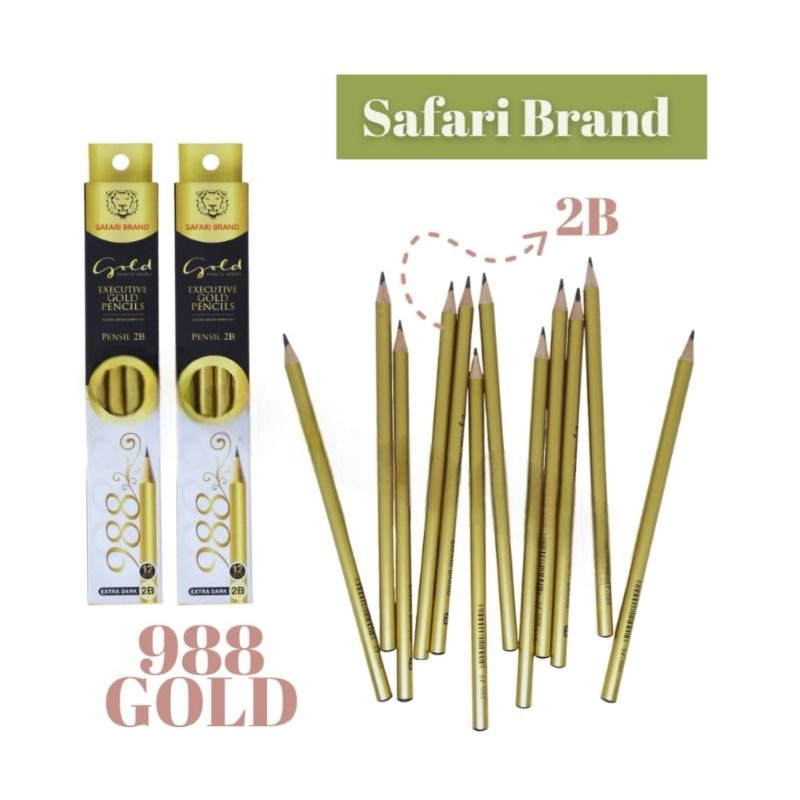 

(12 Pcs) Pensil 2B 988 GOLD SAFARI
