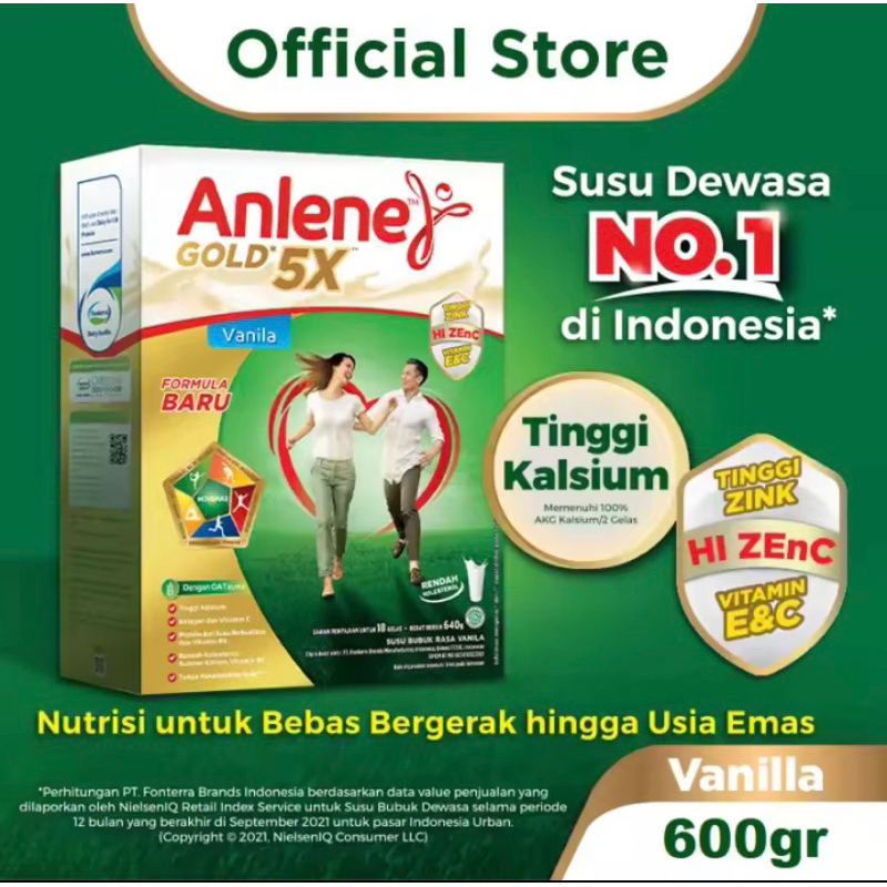 

Anlene Gold 5X Susu Bubuk Dewasa Vanila 850g/600g