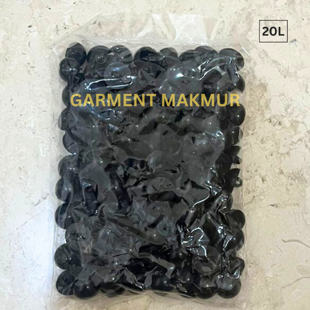 Kancing Jamur Kristal Hitam Putih Bening | Kancing Jamur Bulat Timbul Kristal 20L | Kancing Jamur Kr