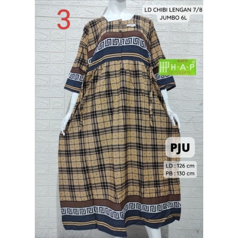 Daster Chibi Lengan ⅞ Jumbo 6L / Longdress HAP