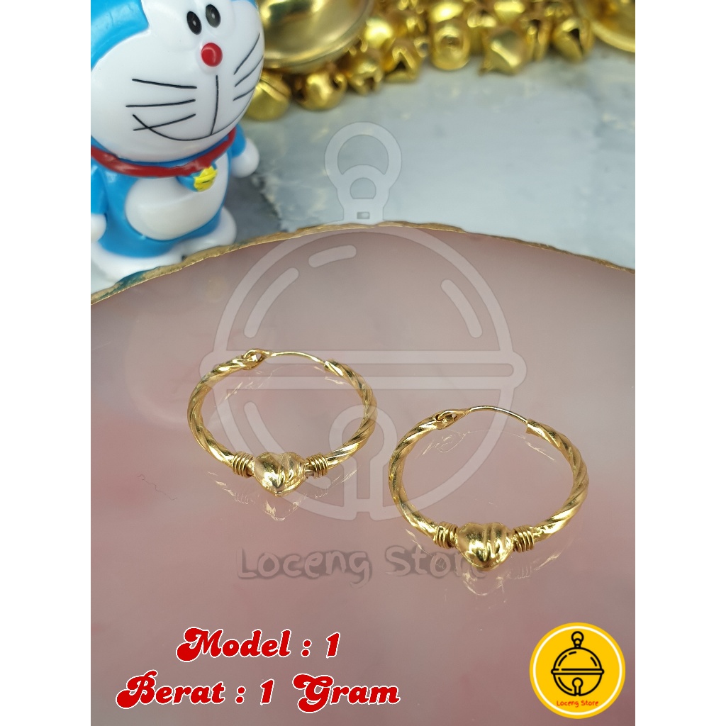 Anting dewasa ring 1 gram emas muda