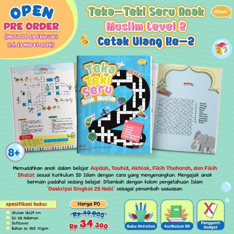 PO *TEKA TEKI SERU ANAK MUSLIM LEVEL 2* - TAHAP 2 BUKU ANAK ISLAM ANAK SHOLEH SHOLEHAH TTS PELAJARAN