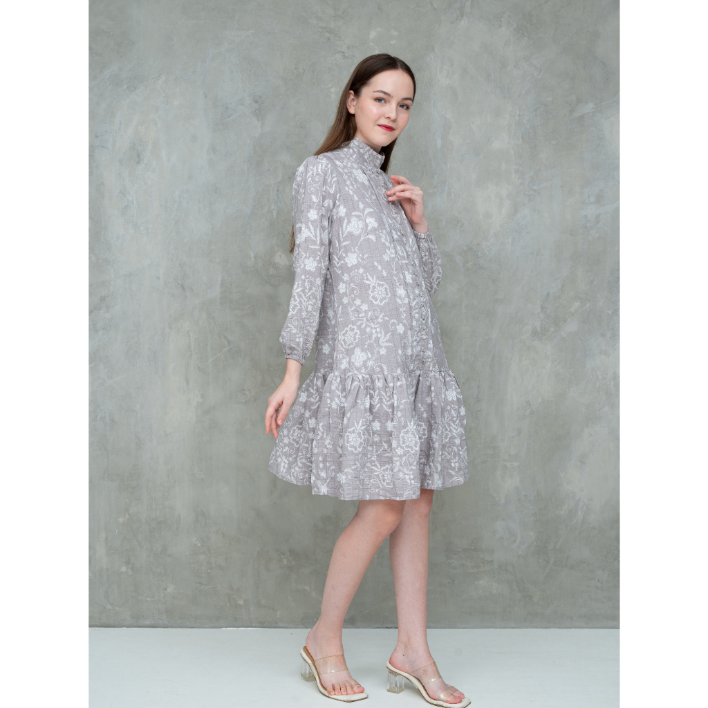 [ANNE Abigail] RAYA Vintage Dress - Flower korean dress Purple dress Vintage Dress Belanda Elegant D